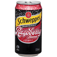 schweppes traditionals raspberry soda can 375ml pack 10