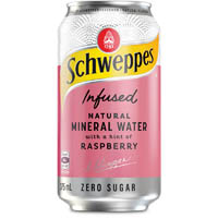 schweppes infused natural mineral water can 375ml raspberry pack 10