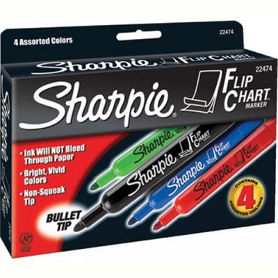 Image for SHARPIE FLIP CHART MARKER BULLET BROAD 3.0MM ASSORTED PACK 4 from Ross Office Supplies Office Products Depot