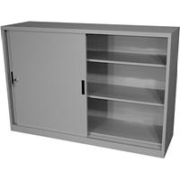 steelco sliding door cabinet 2 shelves 1015 x 1500 x 465mm silver grey