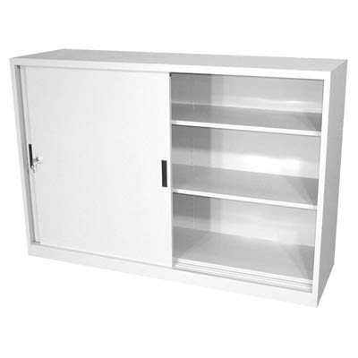 Image for STEELCO SLIDING DOOR CABINET 2 SHELVES 1015 X 1500 X 465MM WHITE SATIN from Ross Office Supplies Office Products Depot