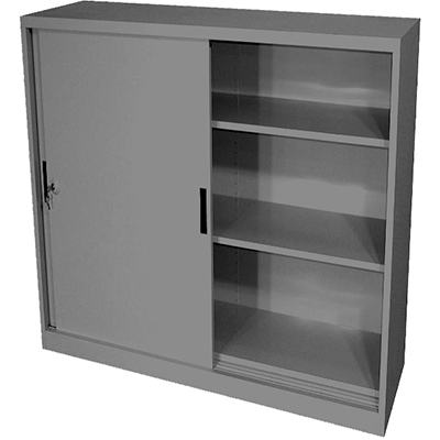 Image for STEELCO SLIDING DOOR CABINET 2 SHELVES 1015 X 914 X 465MM SILVER GREY from Total Supplies Pty Ltd