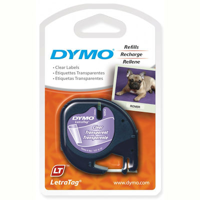Image for DYMO 16952 LETRATAG LABELLING TAPE PLASTIC 12MM X 4M BLACK ON CLEAR from Margaret River Office Products Depot
