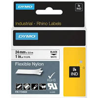 dymo sd1734523 rhino industrial tape permanent polyester 24mm black on white