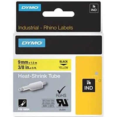 Image for DYMO 18054 RHINO INDUSTRIAL HEAT SHRINK TUBING 9MM BLACK ON YELLOW from Margaret River Office Products Depot