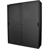 steelco sliding door cabinet 3 shelves 1830 x 1500 x 465mm graphite ripple