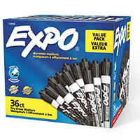 expo dry erase marker chisel black pack 36
