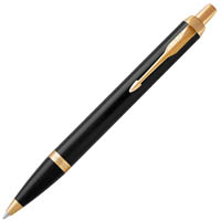 parker im ballpoint pen medium tip blue ink gold trim black