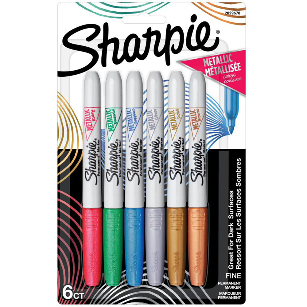 Image for SHARPIE PERMANENT MARKERS METALLIC FINE POINT ASSORTED PACK 6 from MOE Office Products Depot Mackay & Whitsundays