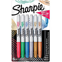 sharpie permanent markers metallic fine point assorted pack 6
