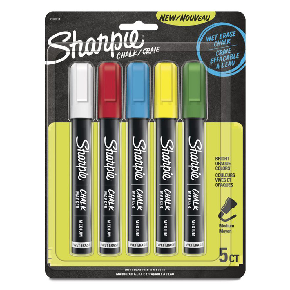 Image for SHARPIE CHALK MARKER WET ERASE MEDIUM TIP ASSORTED PACK 5 from MOE Office Products Depot Mackay & Whitsundays