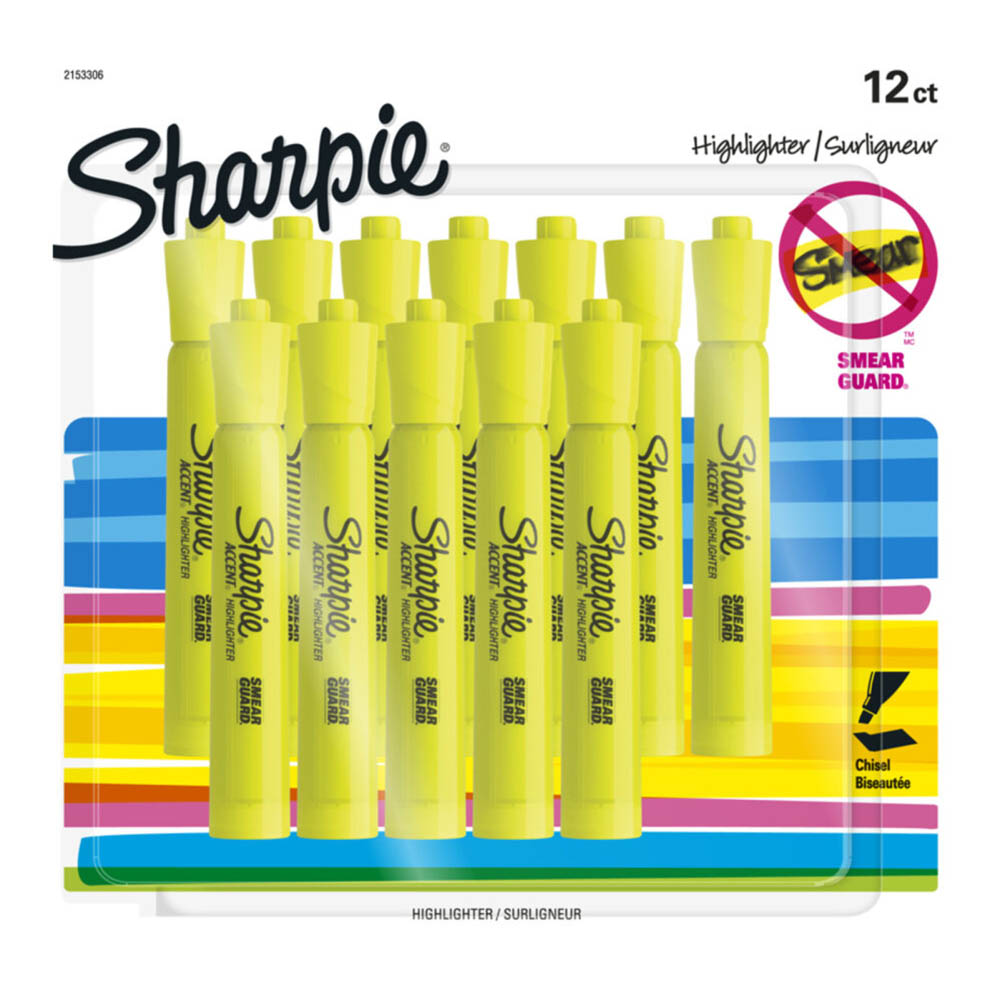 Image for SHARPIE SMEARGUARD TANK HIGHLIGHTER CHISEL FLUORESCENT YELLOW PACK 12 from MOE Office Products Depot Mackay & Whitsundays