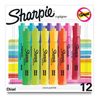 sharpie smearguard tank highlighter chisel assorted pack 12