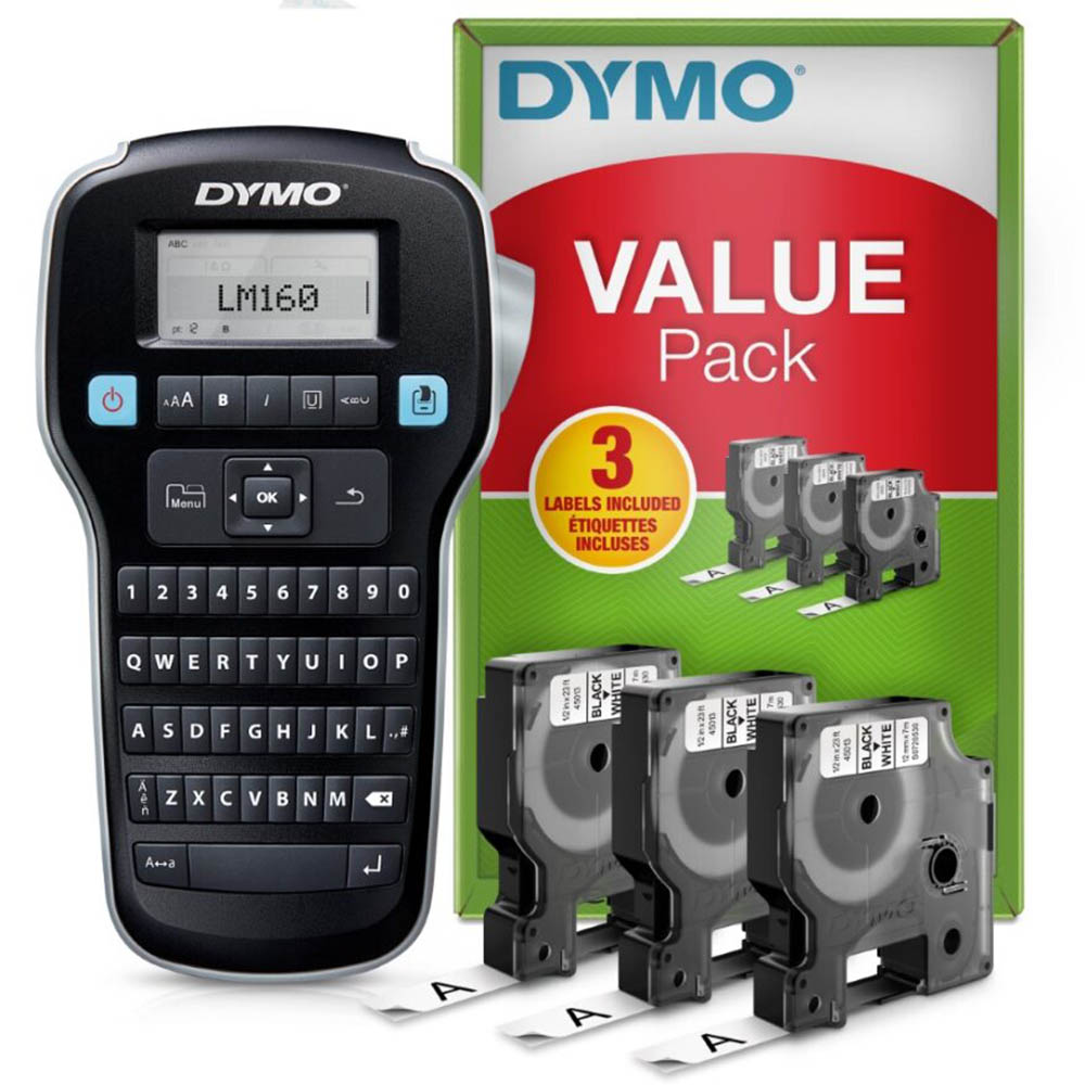 Image for DYMO LABELMANAGER 160P LABELLER VALUE PACK BLACK from MOE Office Products Depot Mackay & Whitsundays