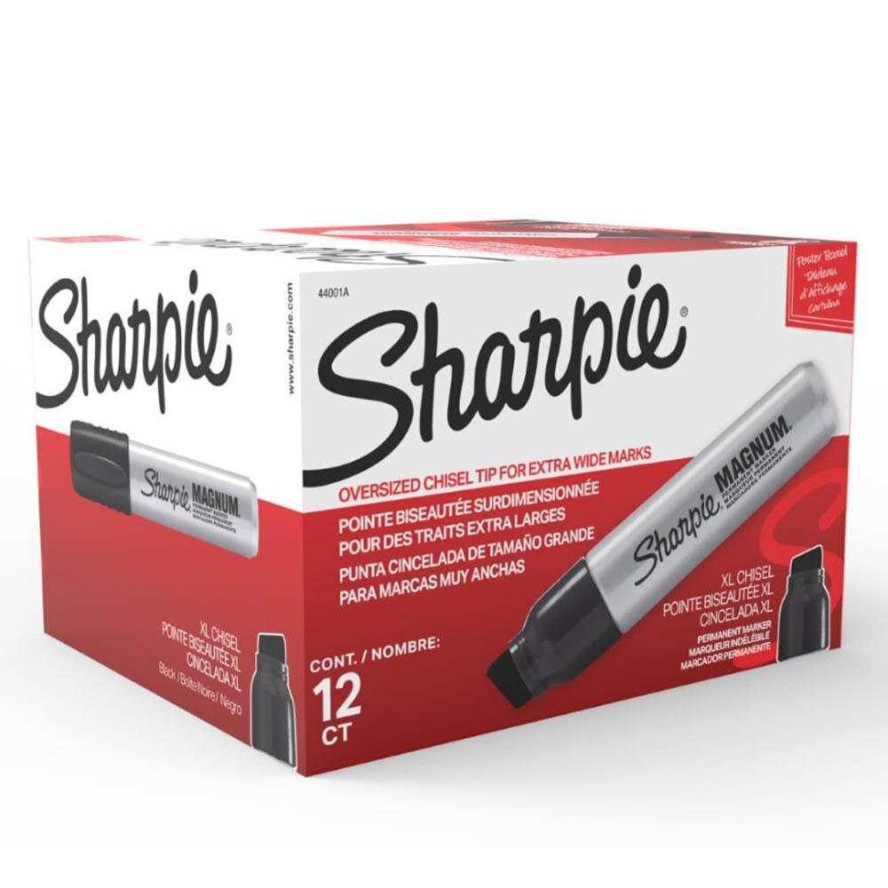 Image for SHARPIE MAGNUM PERMANENT MARKER CHISEL XL BLACK PACK 12 from Office Products Depot
