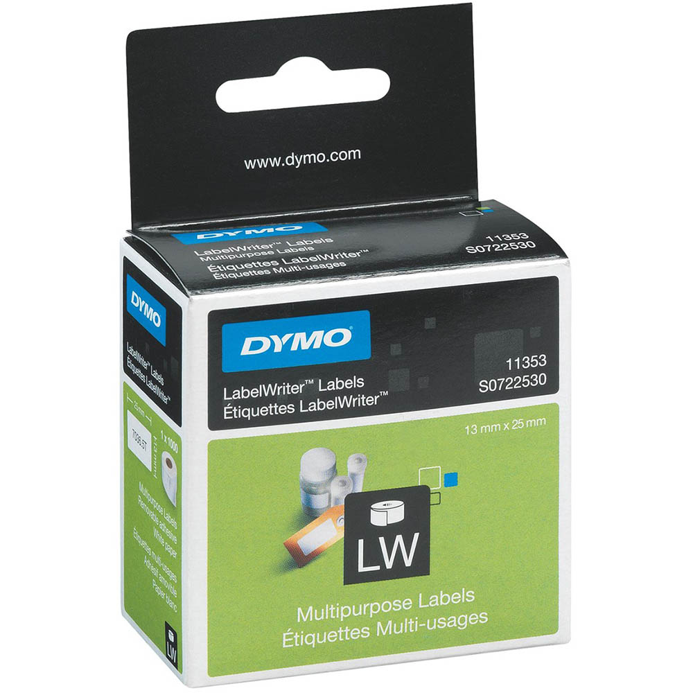Image for DYMO 11353 LW MULTI-PURPOSE LABELS 13 X 25MM WHITE ROLL 1000 from MOE Office Products Depot Mackay & Whitsundays