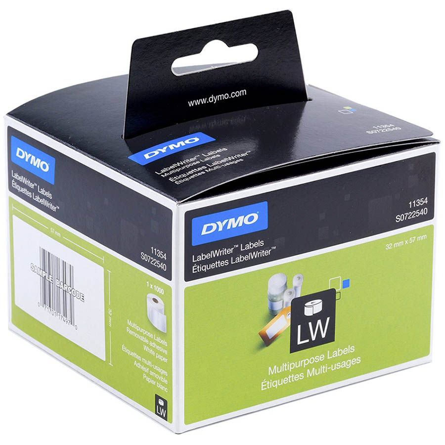 Image for DYMO 11354 LW MULTI-PURPOSE LABELS 57 X 32MM WHITE ROLL 1000 from MOE Office Products Depot Mackay & Whitsundays