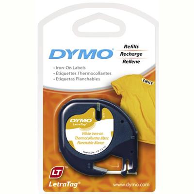 Image for DYMO 18771 LETRATAG LABELLING TAPE IRON ON 12MM X 2M BLACK ON WHITE from Albany Office Products Depot