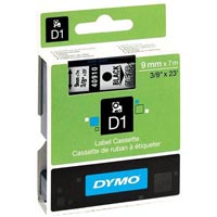 dymo 40910 d1 labelling tape 9mm x 7m black on clear