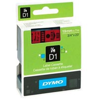 dymo 45807 d1 labelling tape 19mm x 7m black on red