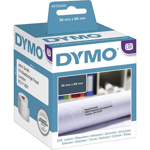 Image for DYMO 99012 LW ADDRESS LABELS 89 X 36MM WHITE ROLL 260 BOX 2 from Office Products Depot