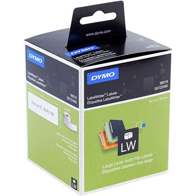 Image for DYMO 99019 LW LEVER ARCH LABELS 59 X 190MM WHITE ROLL 100 from Office Products Depot