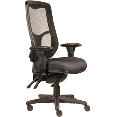 Image for DAL ERGOSELECT SWIFT ERGONOMIC CHAIR HIGH MESH BACK 3 LEVER SEAT SLIDE BLACK NYLON BASE ARMS from Ross Office Supplies Office Products Depot