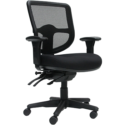 Image for DAL ERGOSELECT SWIFT ERGONOMIC CHAIR MEDIUM MESH BACK 3 LEVER SEAT SLIDE BLACK NYLON BASE ARMS from Office Products Depot Gold Coast