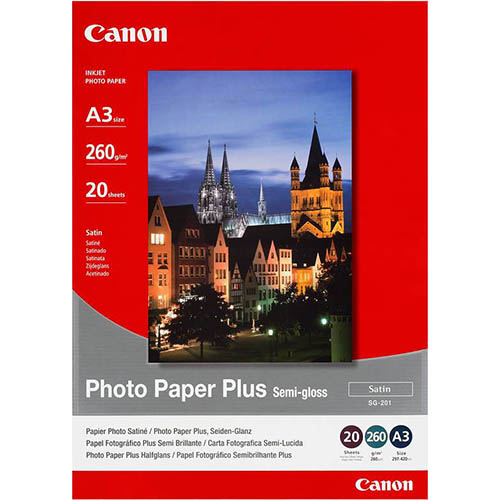 Image for CANON SG-201 SEMI GLOSS PHOTO PAPER 260GSM A3 WHITE PACK 20 from Ross Office Supplies Office Products Depot