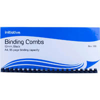 initiative plastic binding comb round 21 loop 12mm a4 black box 100