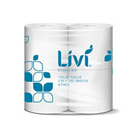 livi essentials toilet tissue 2-ply 250 sheet 4 pack carton 12