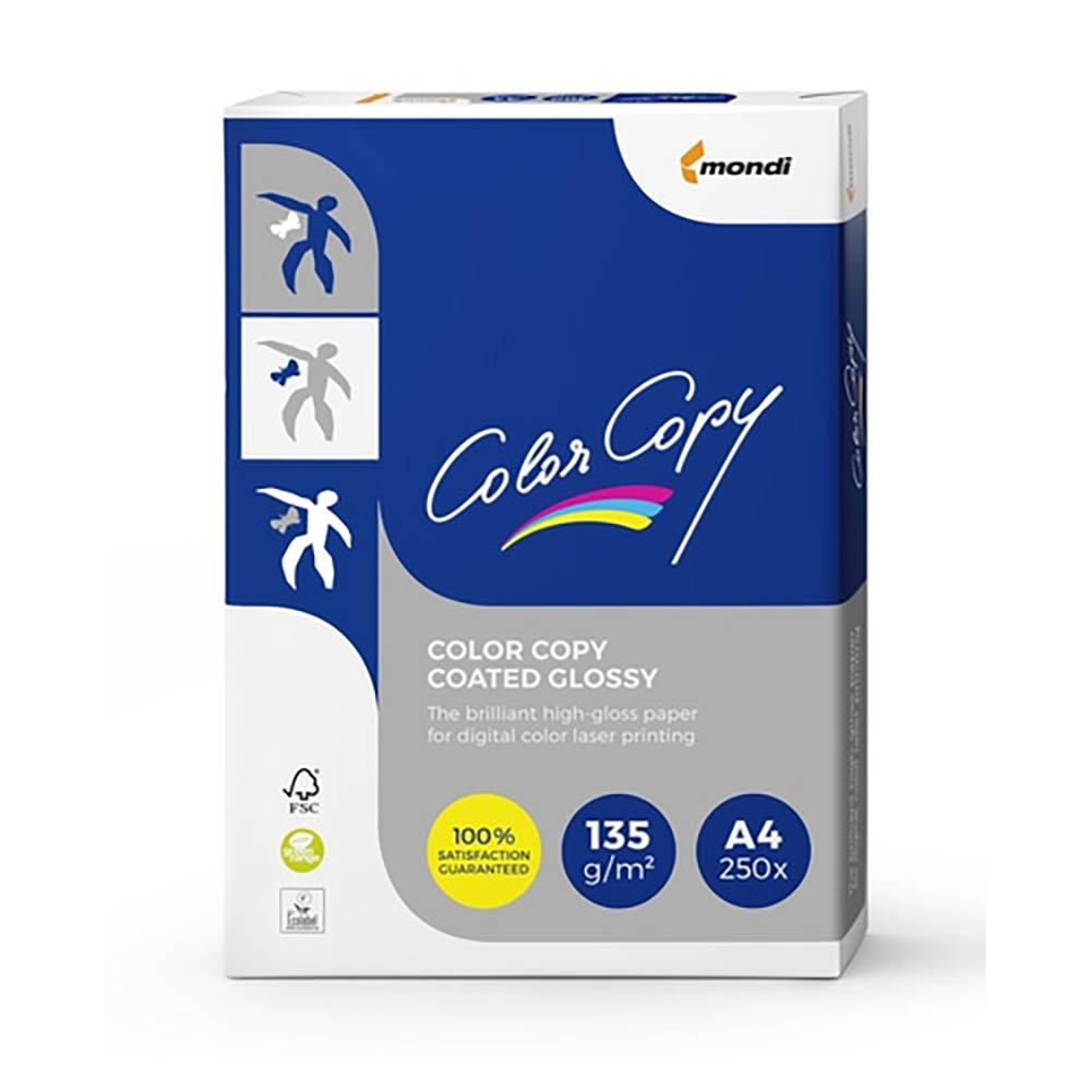 Image for MONDI COLOR COPY A4 COPY PAPER GLOSSY COATED 135GSM WHITE PACK 250 SHEETS from Office Products Depot Gold Coast