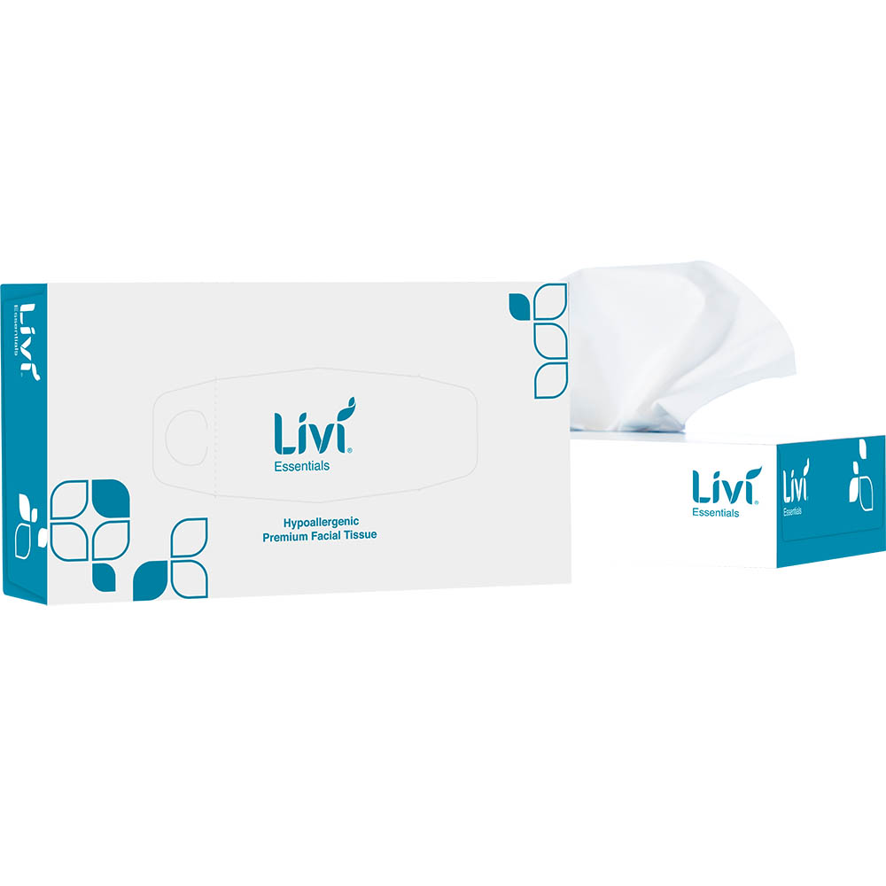 Image for LIVI ESSENTIALS FACIAL TISSUES HYPOALLERGENIC 2-PLY 100 SHEET from Ross Office Supplies Office Products Depot