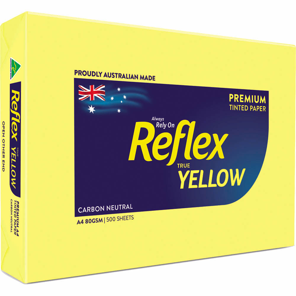 Image for REFLEX® COLOURS A4 COPY PAPER 80GSM YELLOW PACK 500 SHEETS from Ross Office Supplies Office Products Depot