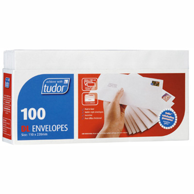 Image for TUDOR DL ENVELOPES SECRETIVE WALLET PLAINFACE STRIP SEAL POST OFFICE SQUARES 80GSM 110 X 220MM WHITE TRAY 100 from MOE Office Products Depot Mackay & Whitsundays