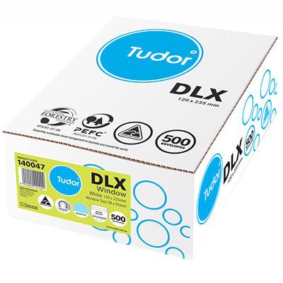 Image for TUDOR DLX ENVELOPES SECRETIVE WALLET WINDOWFACE (P6) PRESS SEAL 80GSM 120 X 235MM WHITE BOX 500 from MOE Office Products Depot Mackay & Whitsundays