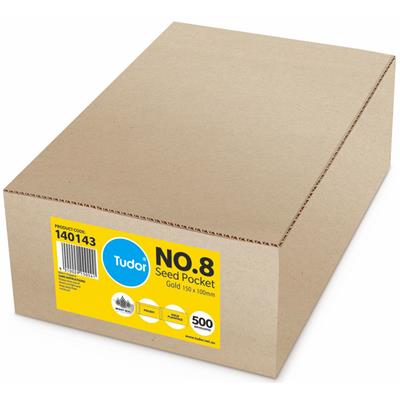 Image for TUDOR ENVELOPES NO.8 SEED POCKET PLAINFACE MOIST SEAL 80GSM 100 X 150MM GOLD BOX 500 from Total Supplies Pty Ltd