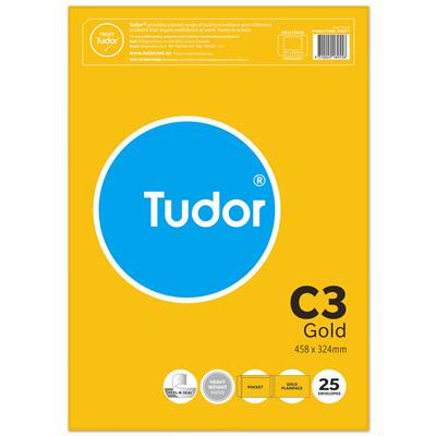 Image for TUDOR C3 ENVELOPES POCKET PLAINFACE STRIP SEAL 100GSM 458 X 324MM GOLD PACK 25 from Ross Office Supplies Office Products Depot