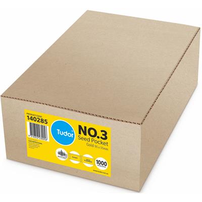 Image for TUDOR ENVELOPES NO.3 SEED POCKET PLAINFACE MOIST SEAL 80GSM 55 X 95MM GOLD BOX 1000 from Total Supplies Pty Ltd