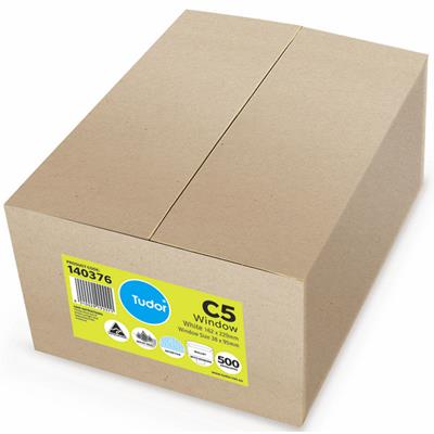 Image for TUDOR C5 ENVELOPES SECRETIVE BOOKLET MAILER WINDOWFACE MOIST SEAL 80GSM 162 X 229MM WHITE BOX 500 from O'Donnells Office Products Depot