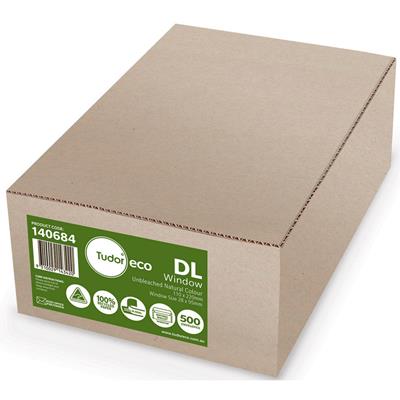 Image for TUDOR DL ENVELOPES ECO 100% RECYCLED WALLET WINDOWFACE STRIP SEAL 80GSM 110 X 220MM UNBLEACHED BOX 500 from O'Donnells Office Products Depot