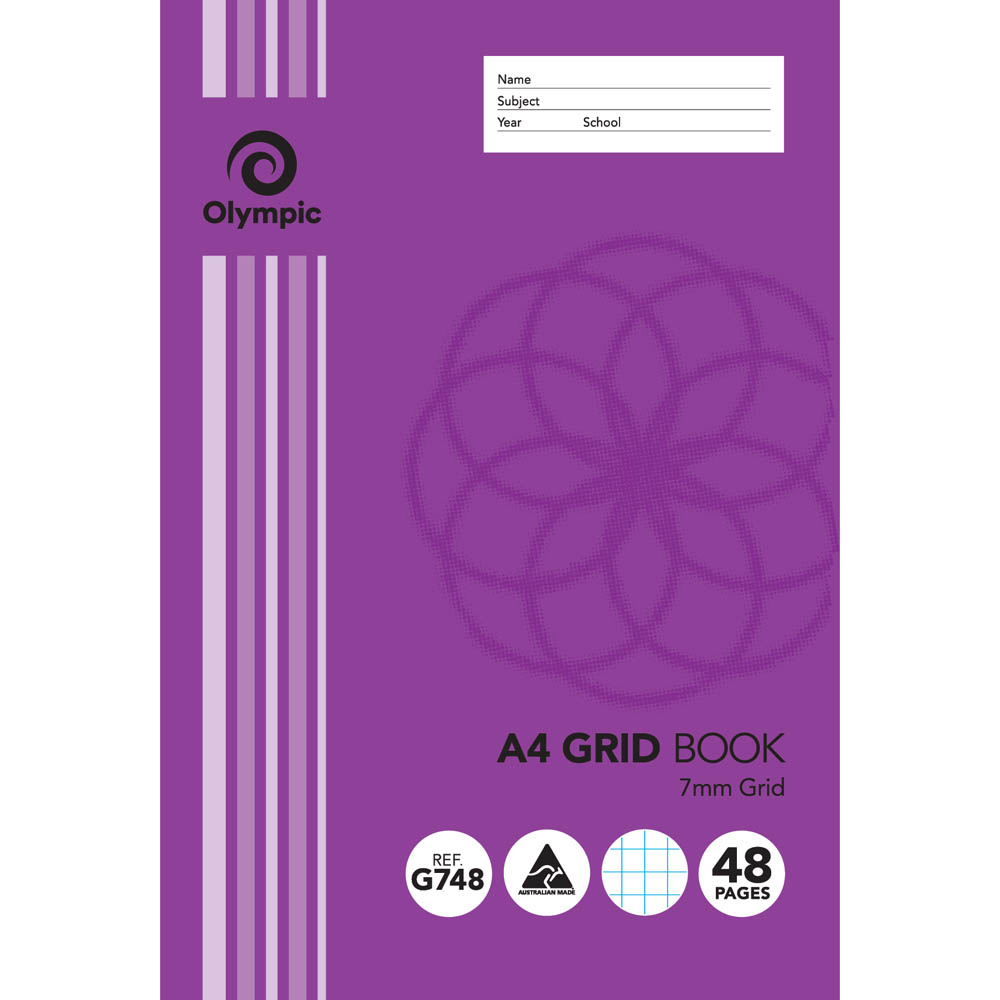 Image for OLYMPIC G748 GRID BOOK 7MM GRID 55GSM 48 PAGE A4 from Total Supplies Pty Ltd