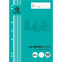 olympic b816 binder book 8mm ruled 168 page 55gsm a4