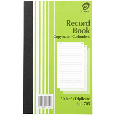Image for OLYMPIC 705 RECORD BOOK CARBONLESS TRIPLICATE 50 LEAF 200 X 125MM from Total Supplies Pty Ltd