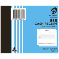 olympic 614 cash receipt book carbon duplicate 100 leaf 100 x 125mm
