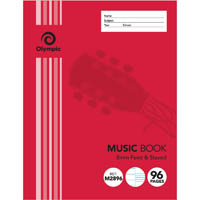 olympic m2896 music book feint and staved 8mm 96 page 55gsm 225 x 175mm
