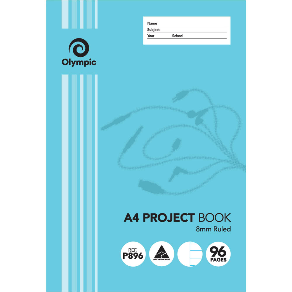 Image for OLYMPIC P896 PROJECT BOOK 8MM RULED 55GSM 96 PAGE A4 from Albany Office Products Depot