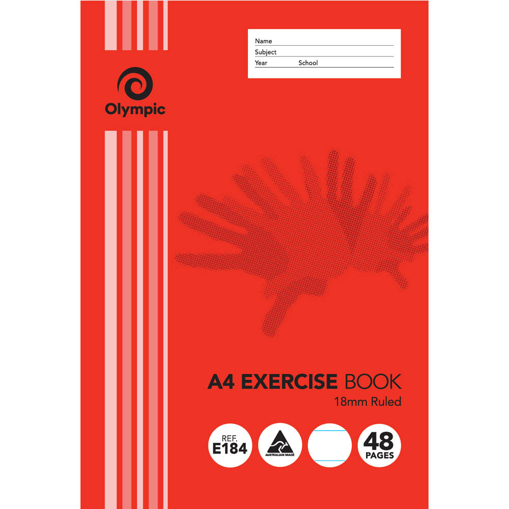 Image for OLYMPIC E184 EXERCISE BOOK 18MM RULED 55GSM 48 PAGE A4 from Ross Office Supplies Office Products Depot