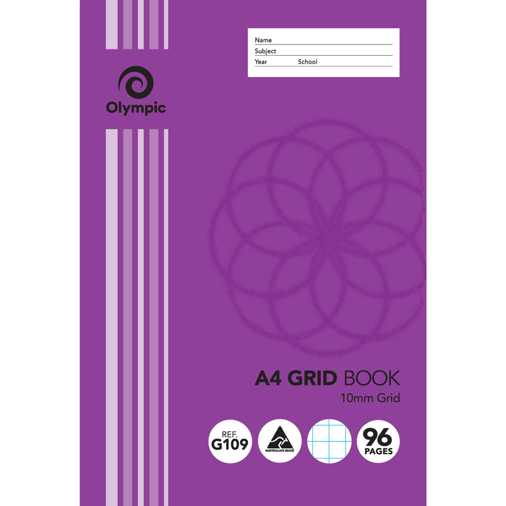 Image for OLYMPIC G109 GRID BOOK 10MM GRID 96 PAGE 55GSM A4 from Margaret River Office Products Depot