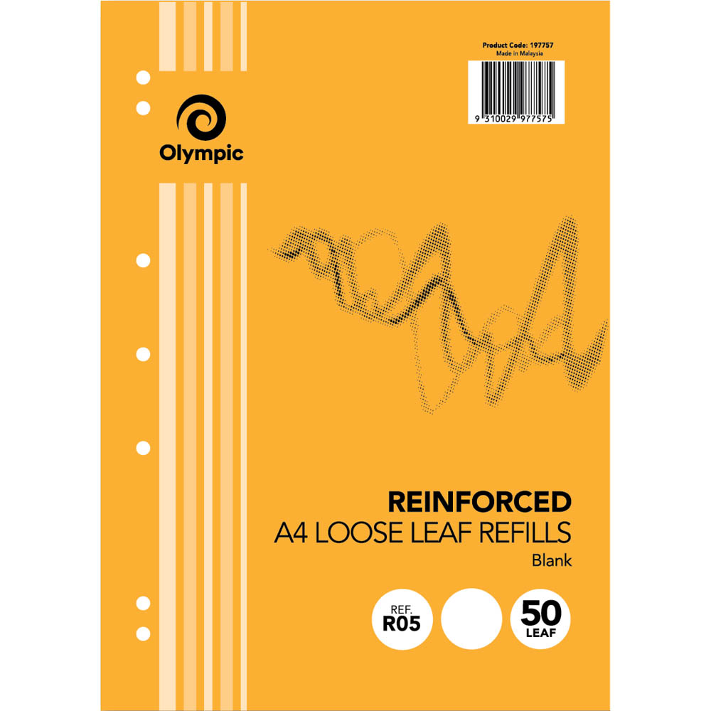 Image for OLYMPIC R05 REINFORCED A4 LOOSE REFILL PLAIN 55GSM 50 SHEETS from Total Supplies Pty Ltd